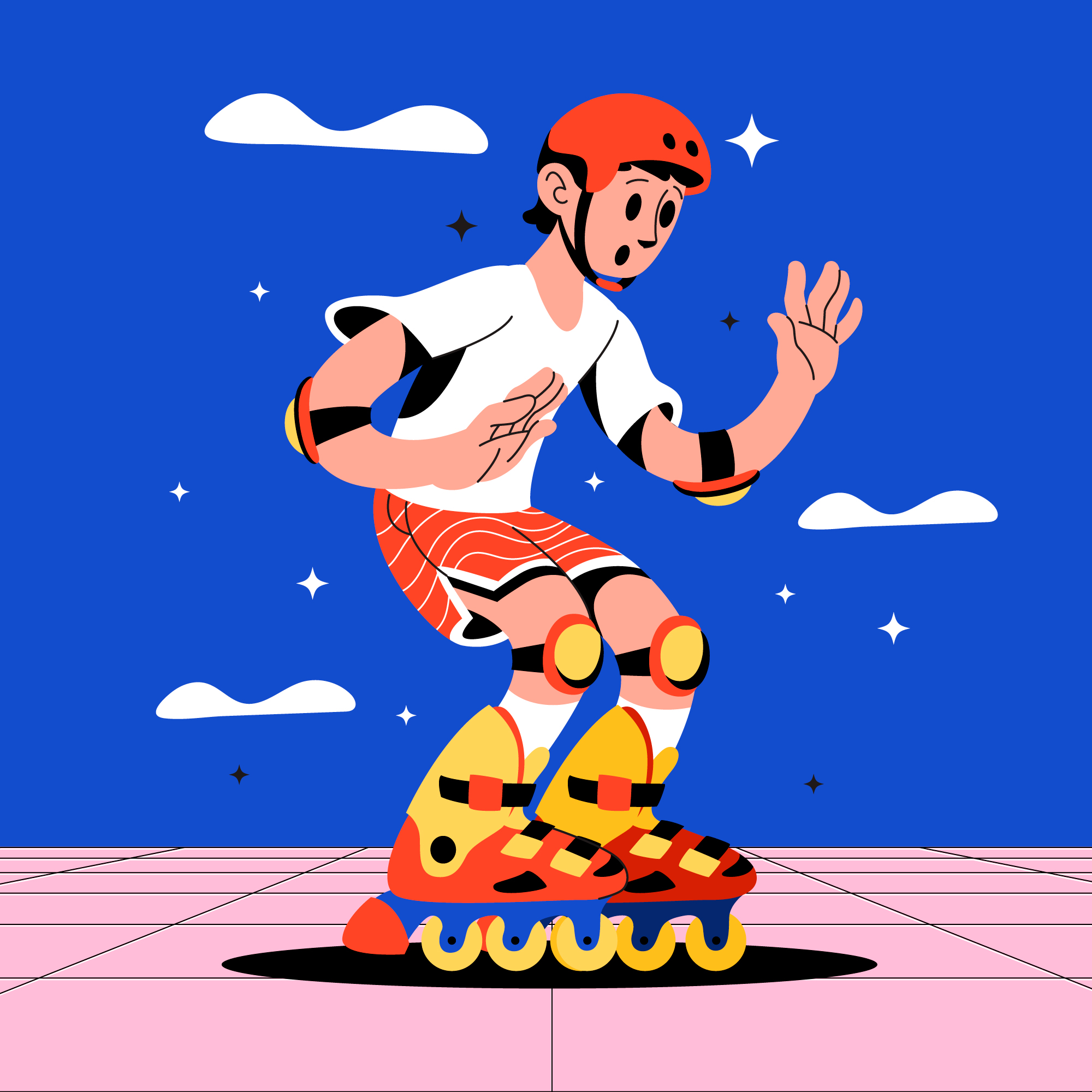 ilustración de chico en patines para introducir el tema de la historia del patinaje