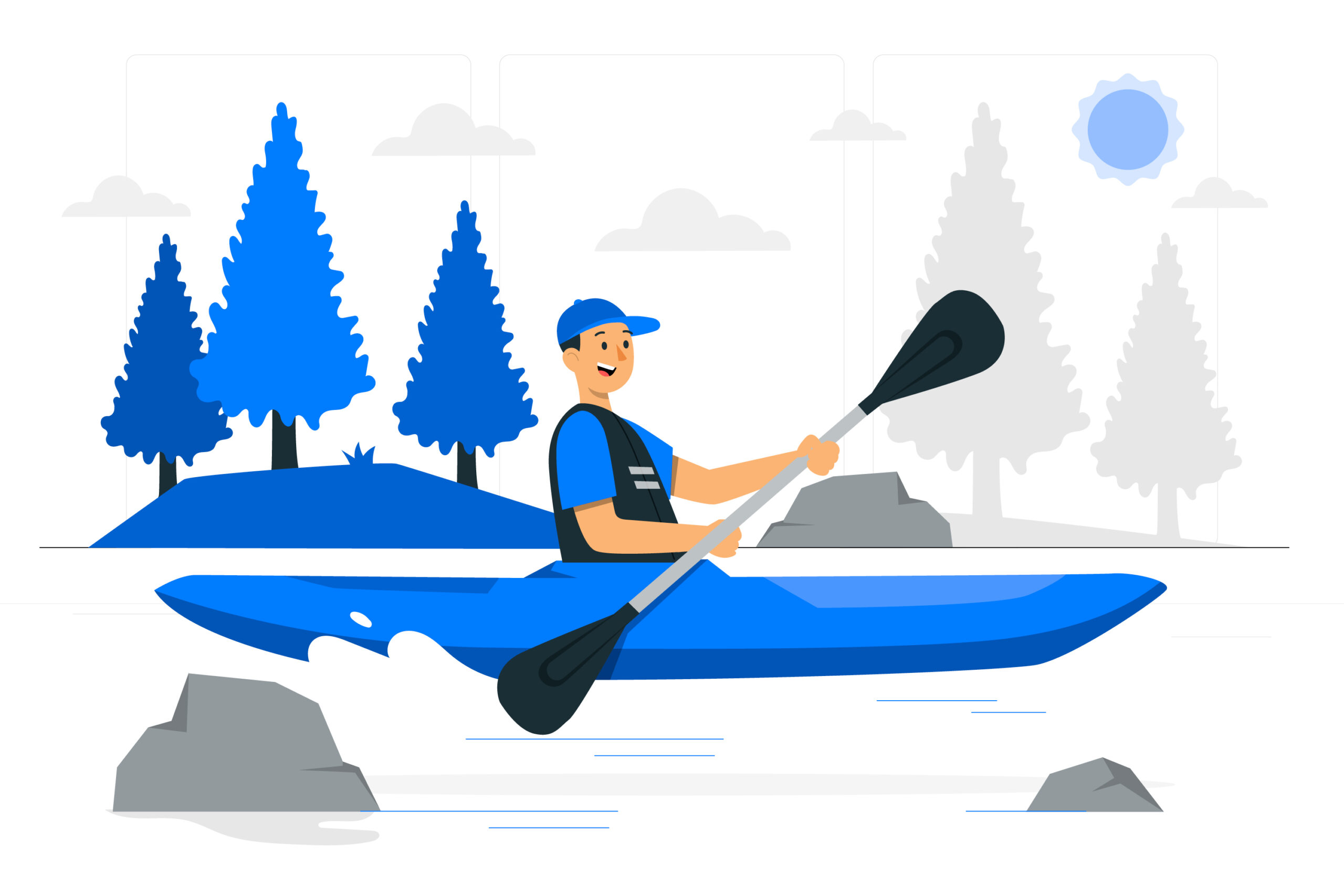 ilustración concepto 10 tips para superar tus retos en kayak 2025