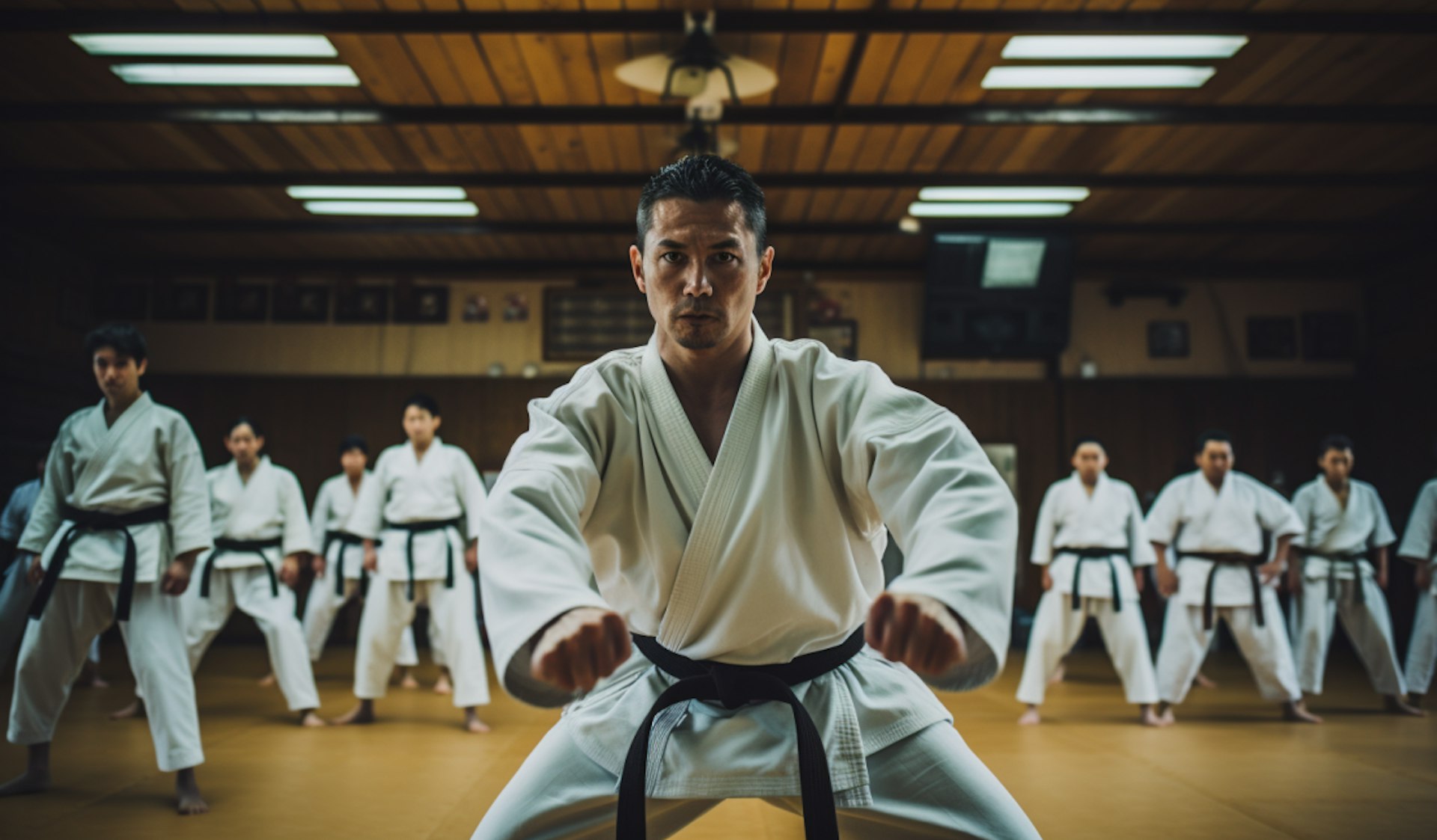 Una imagen de un sensei enseñando uno de los 10 estilos conocidos de karate