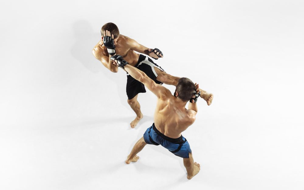 dos peleadores representando 10 guantes MMA para dominar el octágono