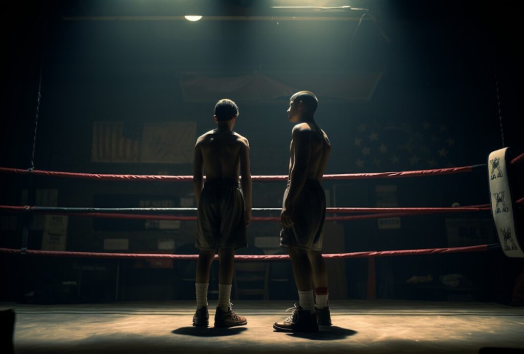 Una imagen de dos boxeadores representando "grandes marcas de box mexicanas: Golpes de calidad".