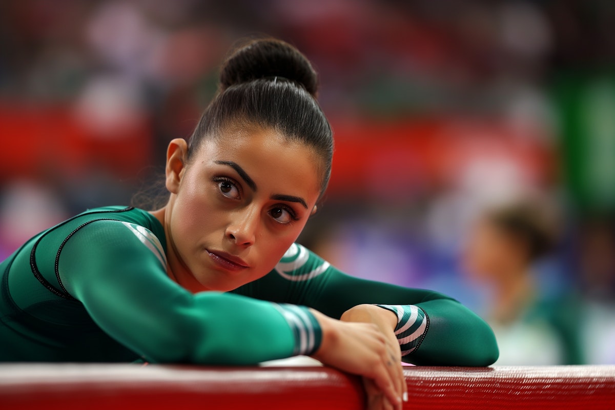 Una imagen con una gimnasta mexicana que representa "la gimnasia en México: historia, legado y grandes gimnastas".
