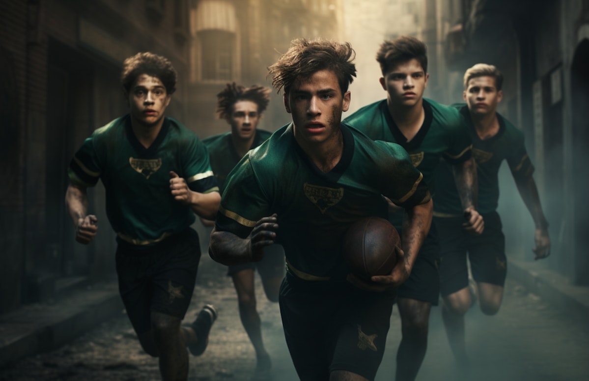 Una imagen de chicos corriendo que representan los círculos apasionados de rugby en México